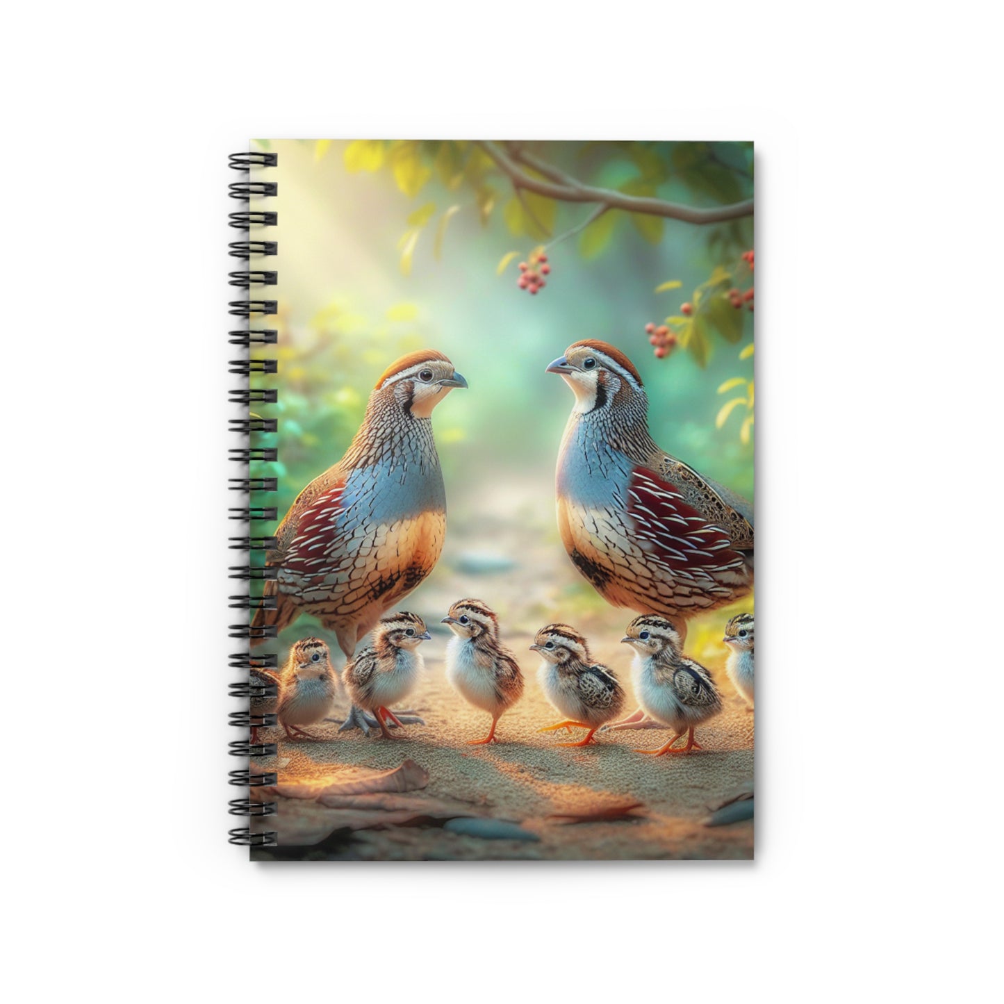 Quail Family Spiral Notebook - Ruled Line